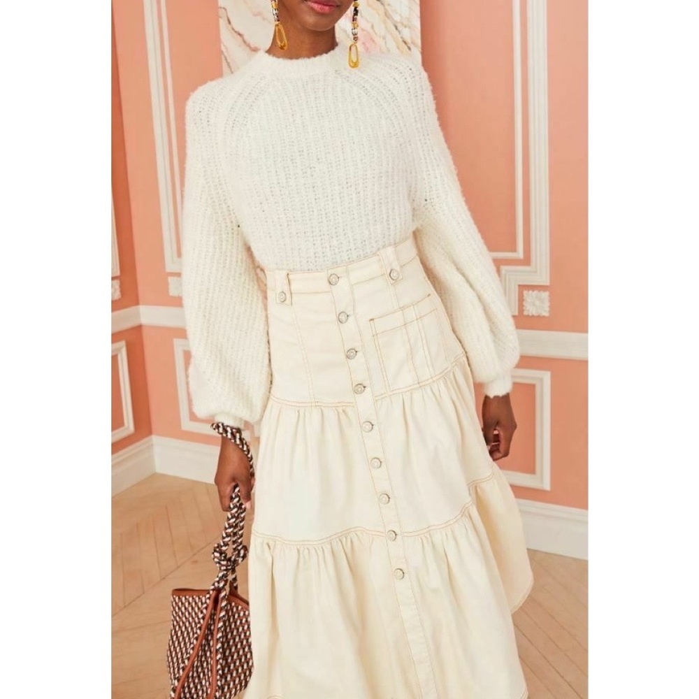 B31 NEW Ulla Johnson Graham Tiered Midi Skirt 4